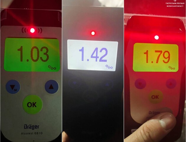 У Луцьку за ніч спіймали трьох п’яних водіїв