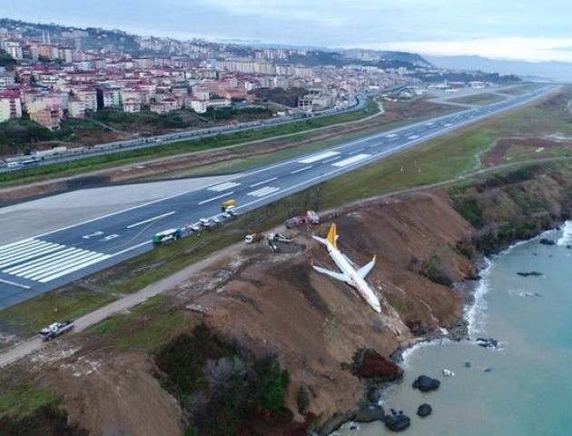 У Туреччині літак зійшов зі смуги та мало не впав у море. ВІДЕО