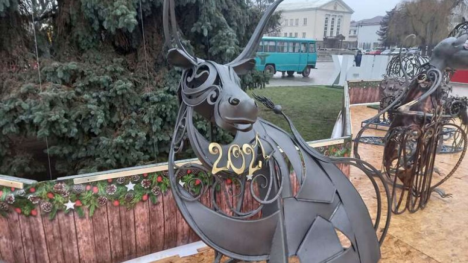 Біля головних ялинок Луцька встановили кований символ 2021 року